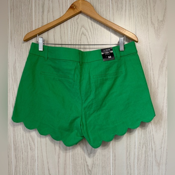 J. Crew Green Linen Scalloped Shorts Size 10 NWT - Picture 4 of 6